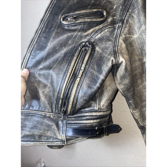 Calugi E Giannelli Leather Jacket Italy Biker Grunge Distressed 50 Pilot Rare - Picture 8 of 16